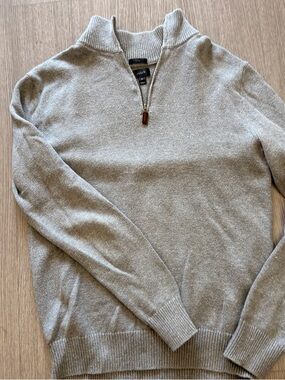 J. Crew Men's Heather Gray Quarter-Zip Sweater